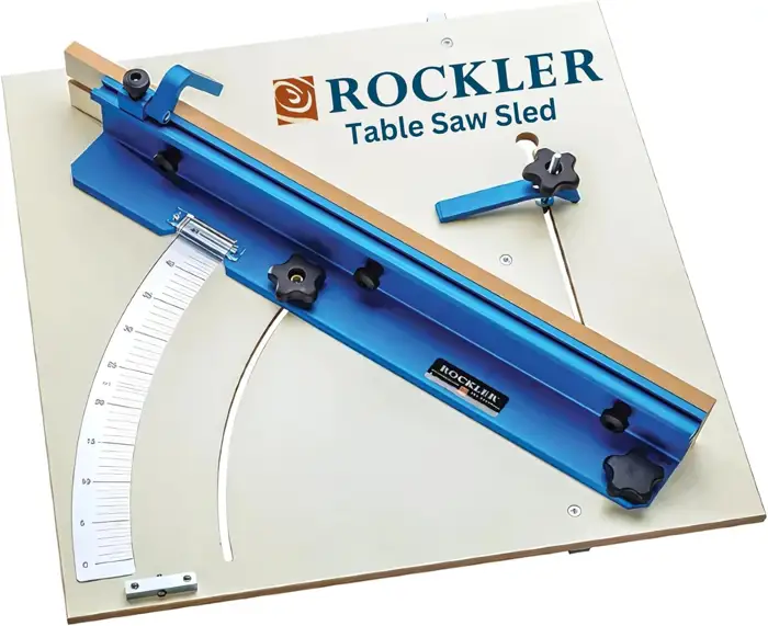 Rockler crosscut sled for cutting uniform strips for pattern cutting boards