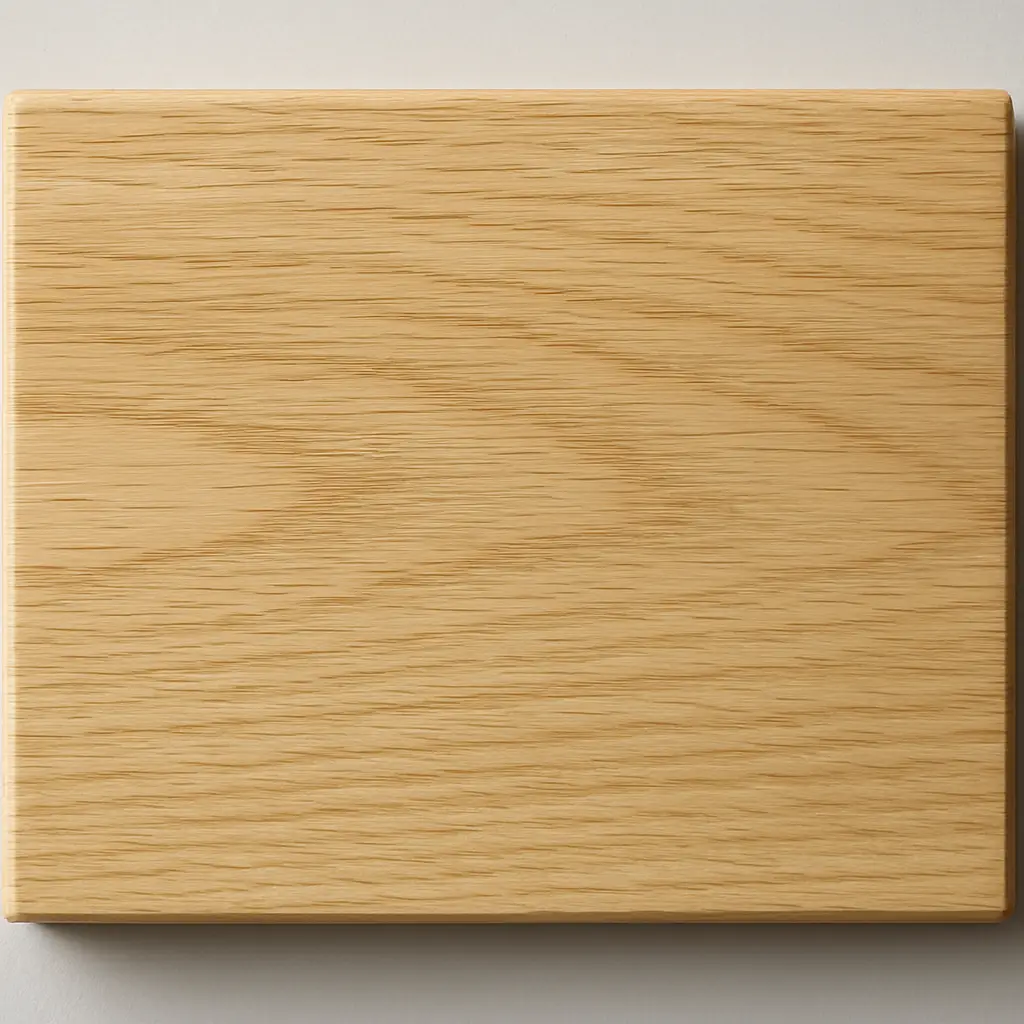 Paste wax finish example on an oak wood board showing its soft, low-luster, matte sheen