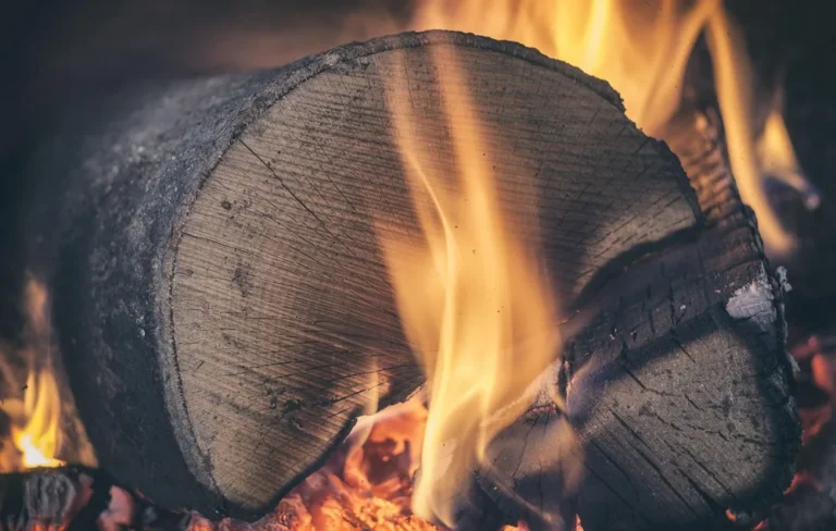 Wood ash and embers from a fireplace
