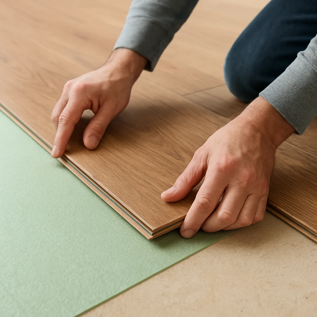 Installing click-lock laminate wood flooring planks
