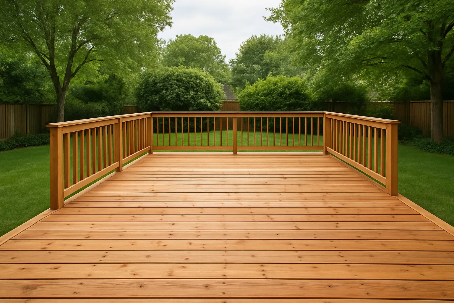 Wooden cedar deck as outdoor flooring