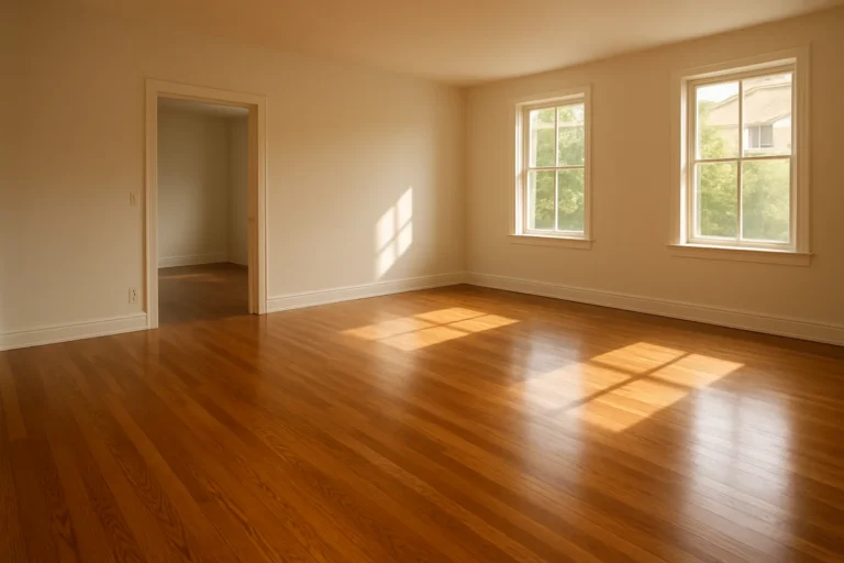 Polished oak hardwood flooring in a modern room