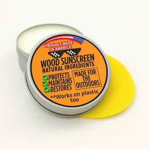 Wood sunscreen UV protectant salve container