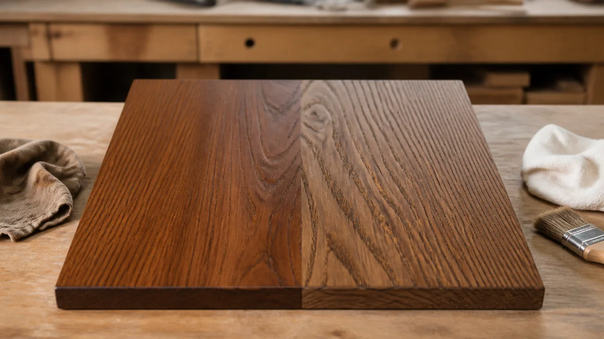 Wiping stain vs penetrating stain finishes compared on hardwood