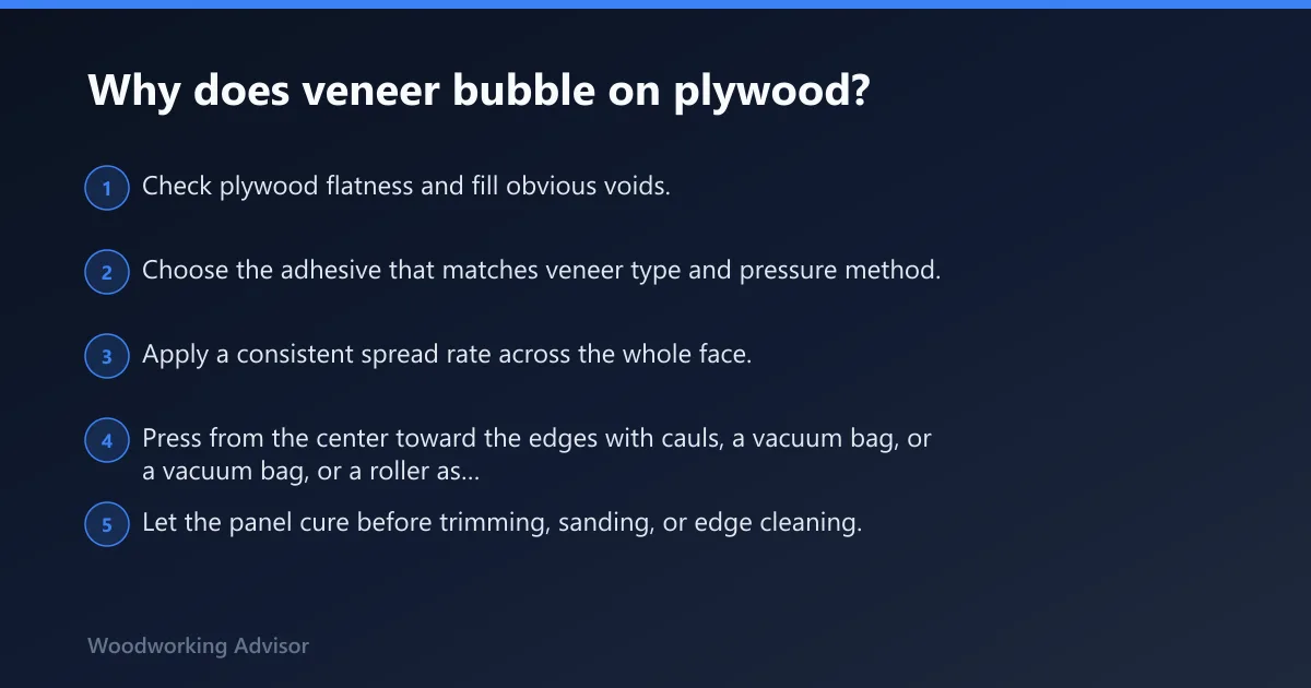 Steps: Why does veneer bubble on plywood?