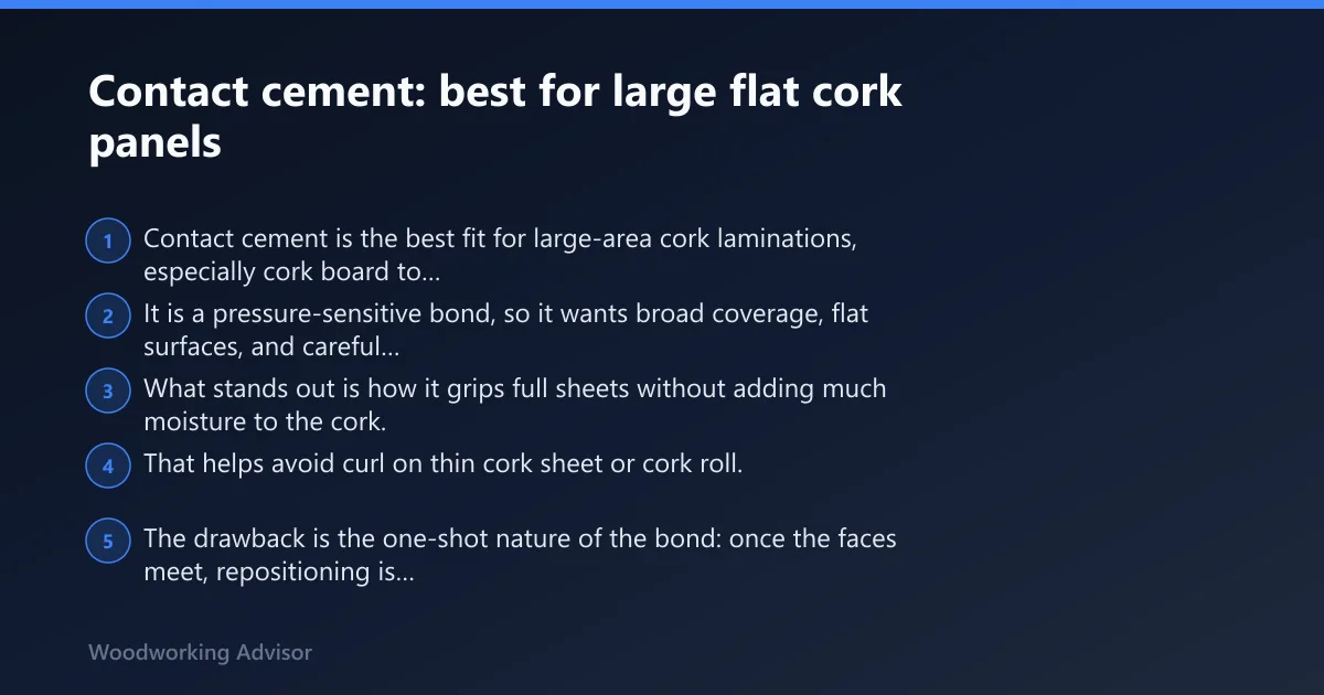 Steps: Contact cement: best for large flat cork panels