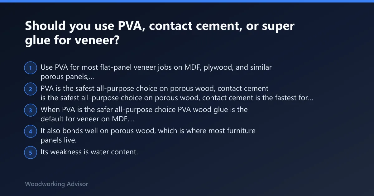 Steps: Should you use PVA, contact cement, or super glue for veneer?