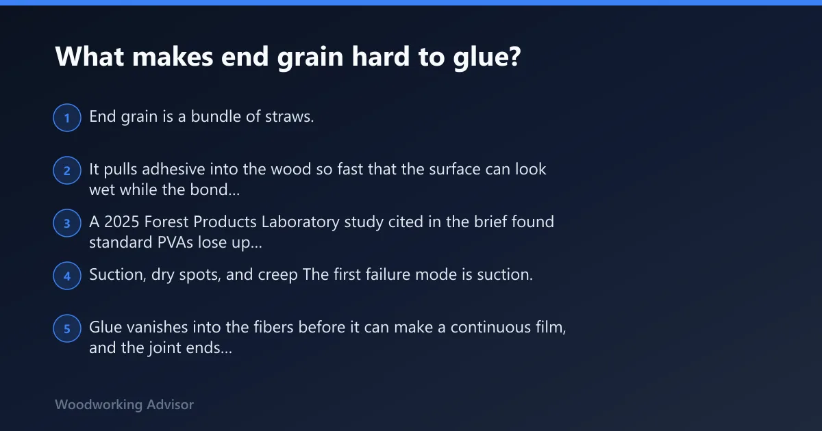Steps: What makes end grain hard to glue?