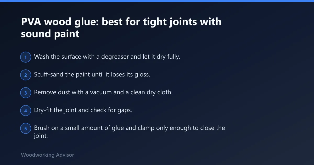 Steps: PVA wood glue: best for tight joints with sound paint