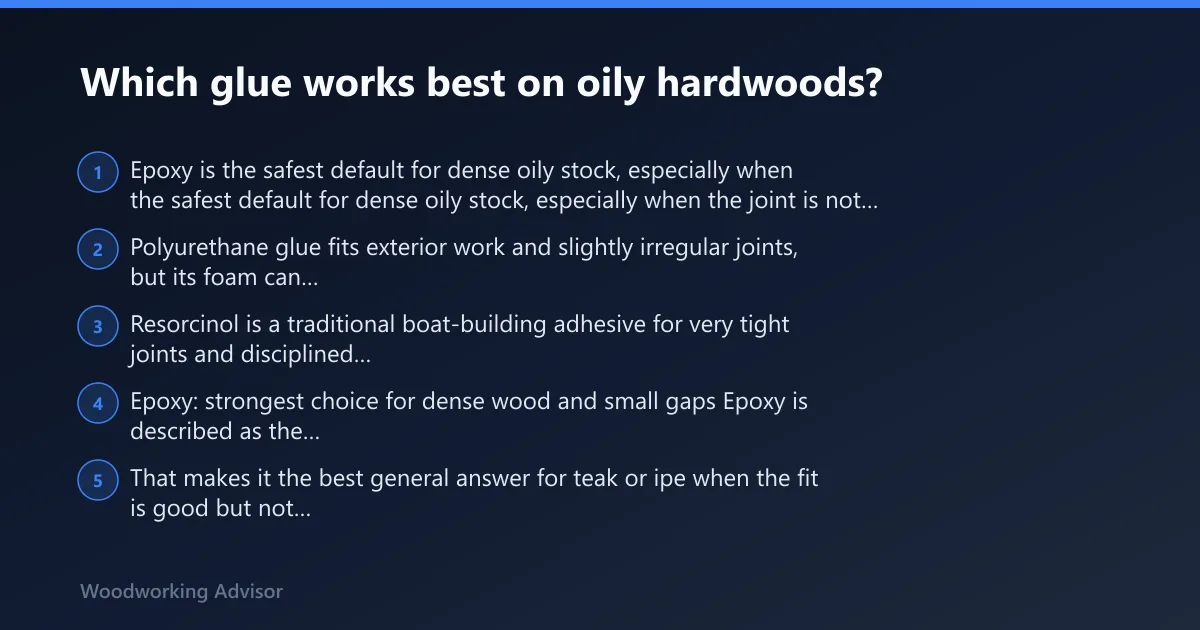Steps: Which glue works best on oily hardwoods?