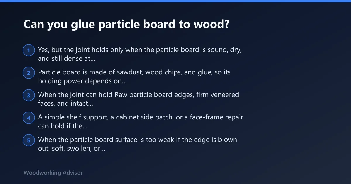 Steps: Can you glue particle board to wood?
