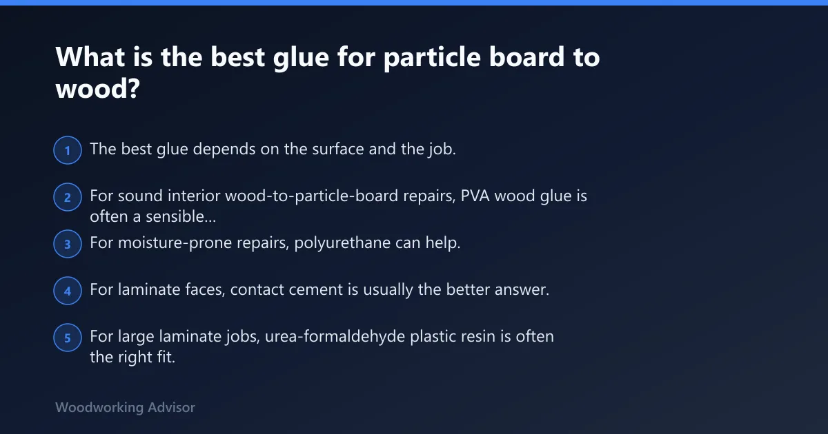 Steps: What is the best glue for particle board to wood?