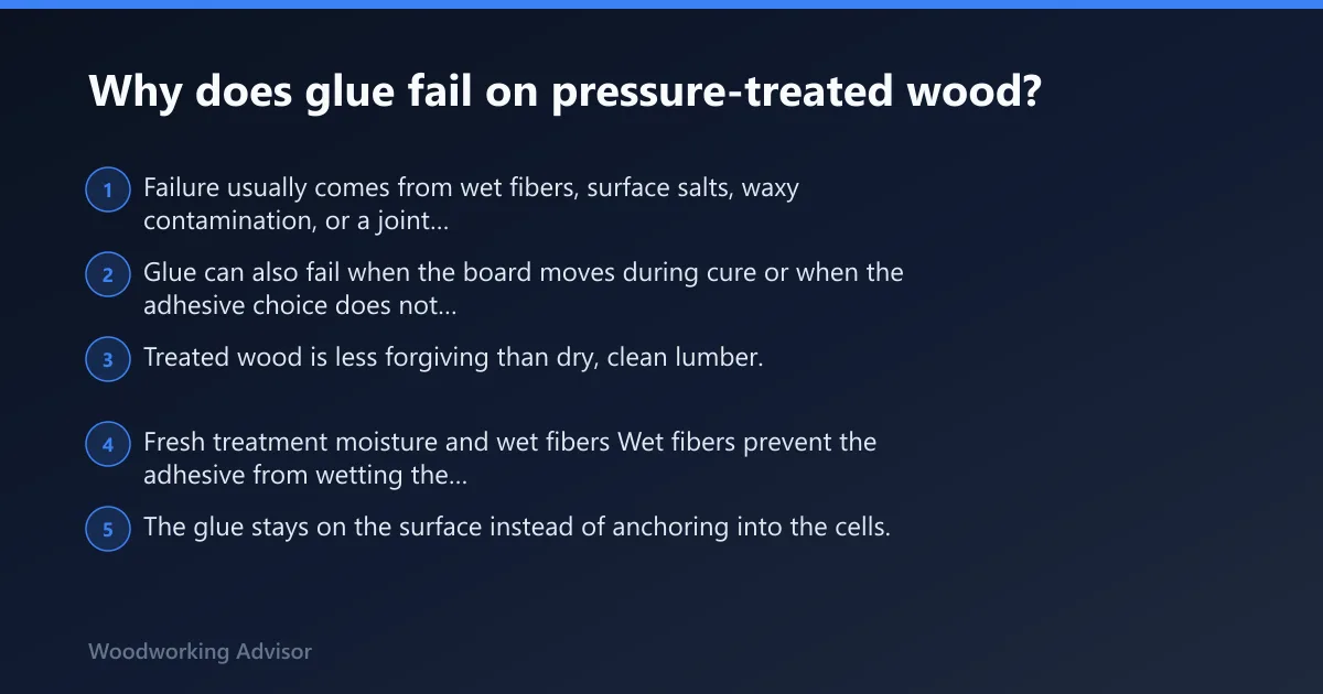 Steps: Why does glue fail on pressure-treated wood?