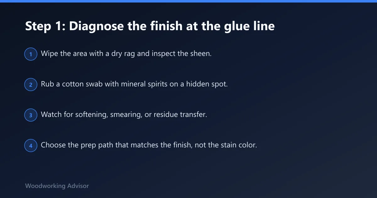 Steps: Step 1: Diagnose the finish at the glue line