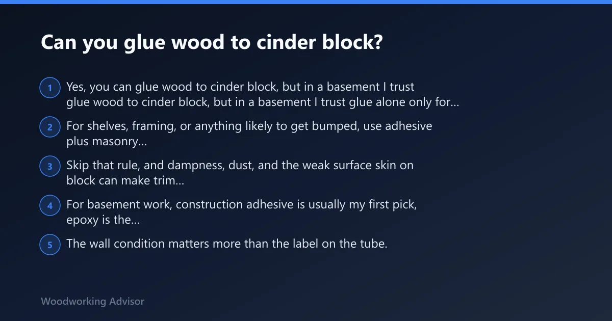 Steps: Can you glue wood to cinder block?
