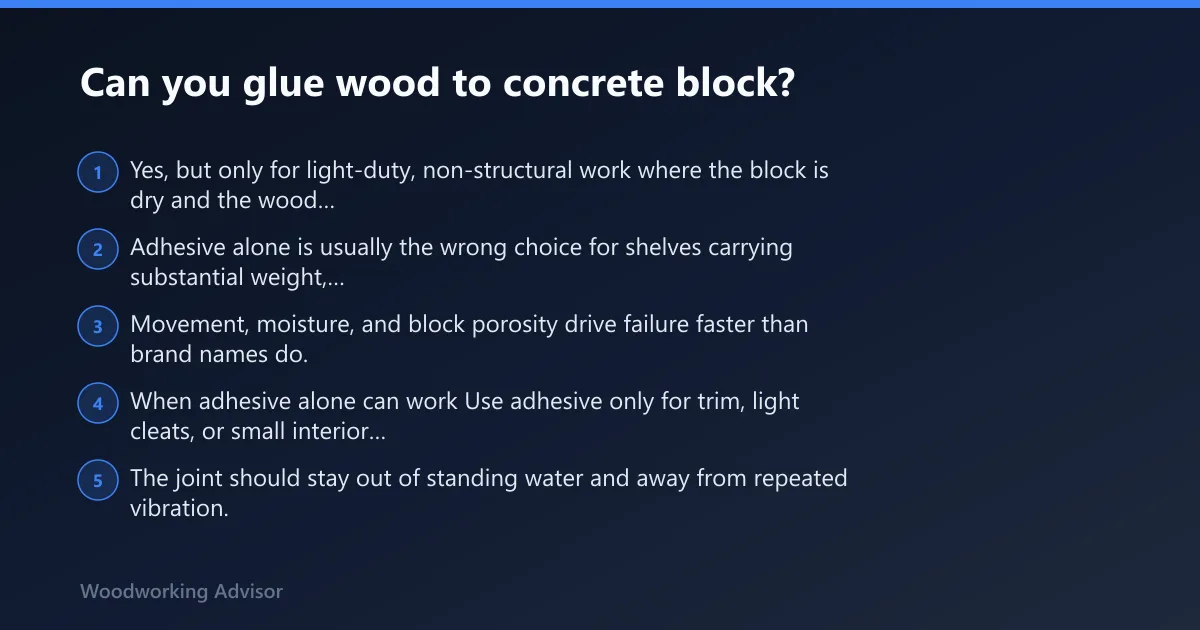 Steps: Can you glue wood to concrete block?