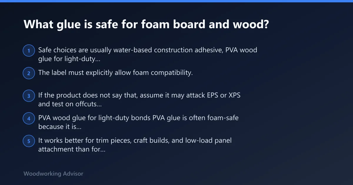 Steps: What glue is safe for foam board and wood?