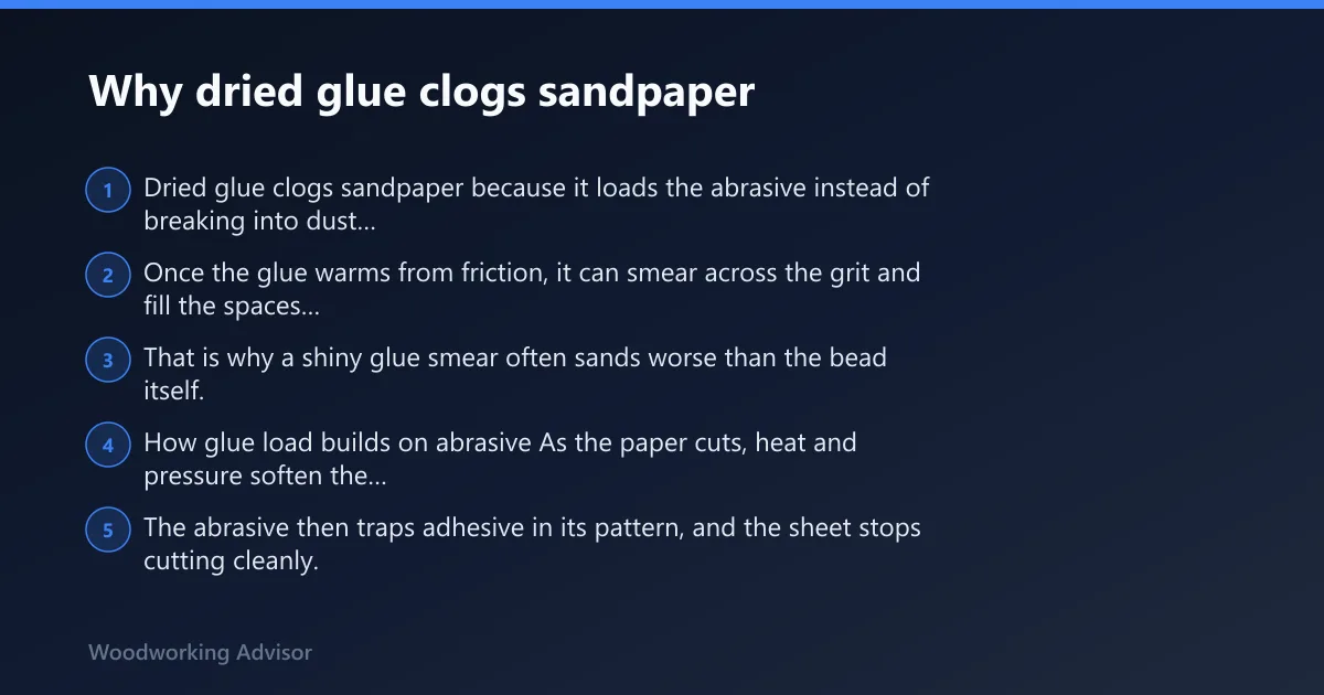 Steps: Why dried glue clogs sandpaper
