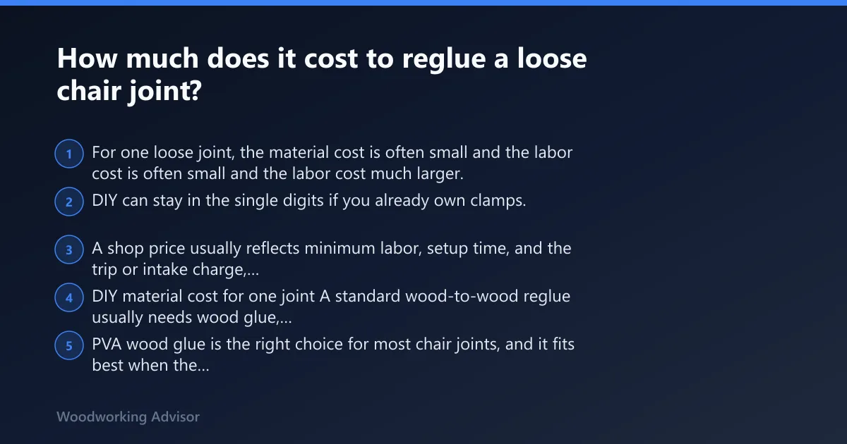 Steps: How much does it cost to reglue a loose chair joint?
