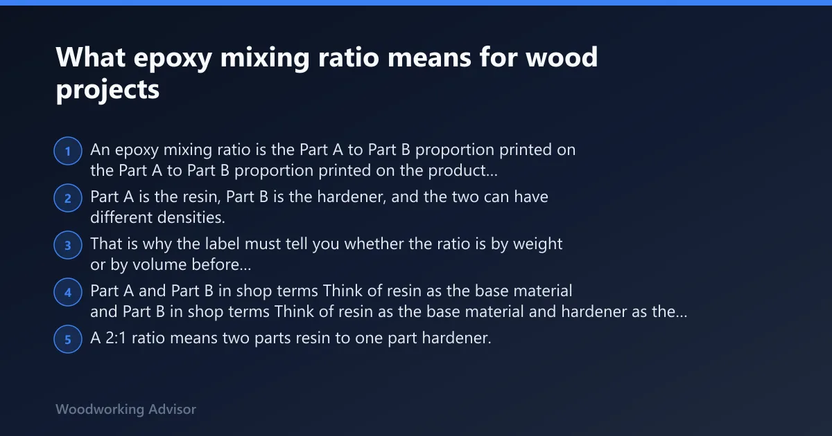 Steps: What epoxy mixing ratio means for wood projects