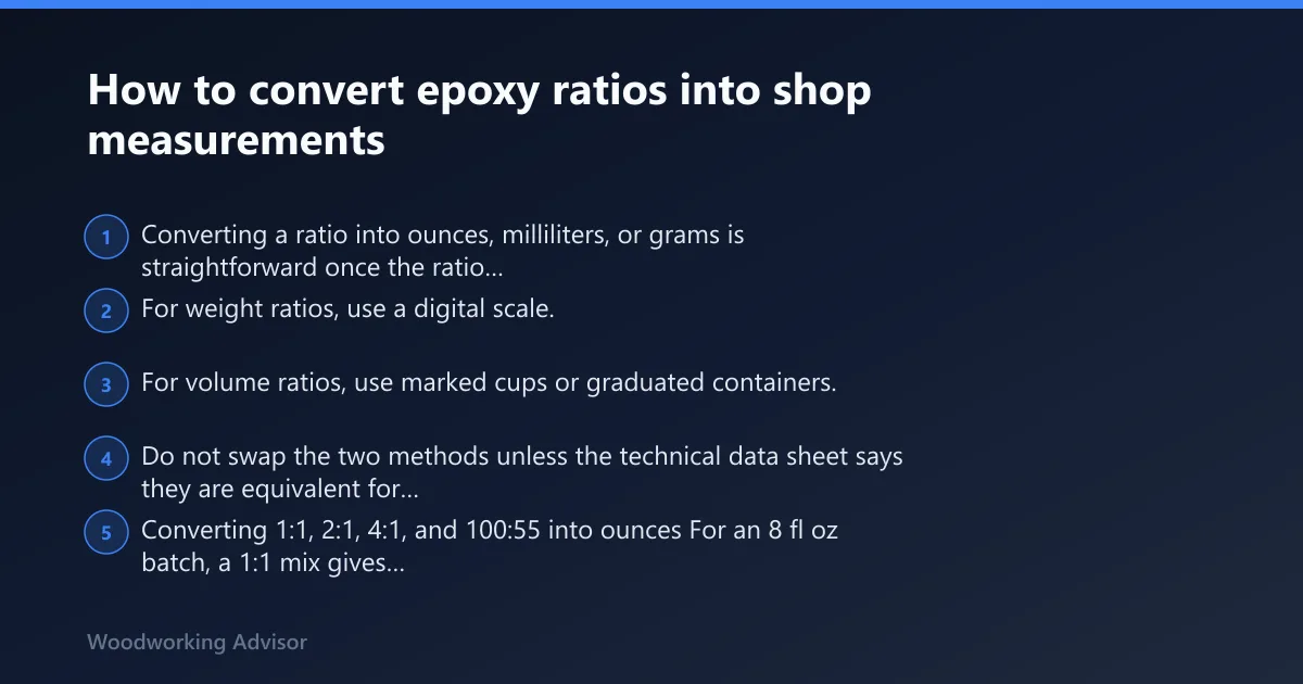 Steps: How to convert epoxy ratios into shop measurements