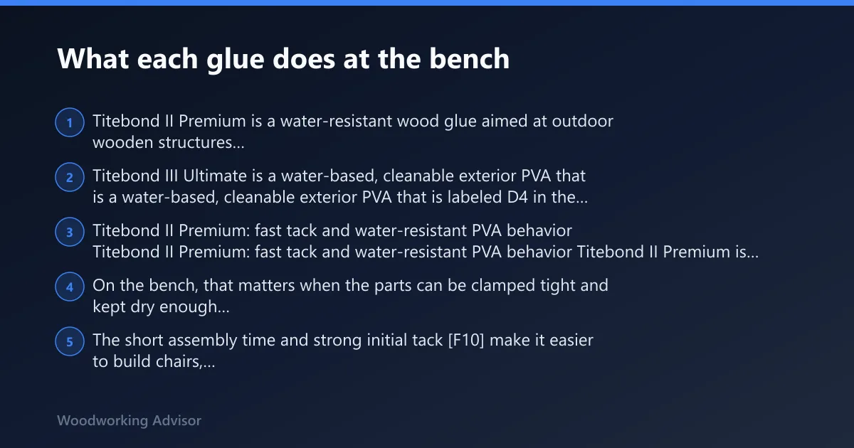 Steps: What each glue does at the bench