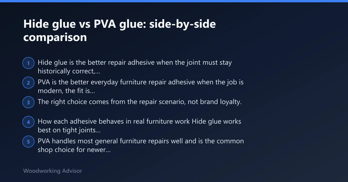Steps: Hide glue vs PVA glue: side-by-side comparison