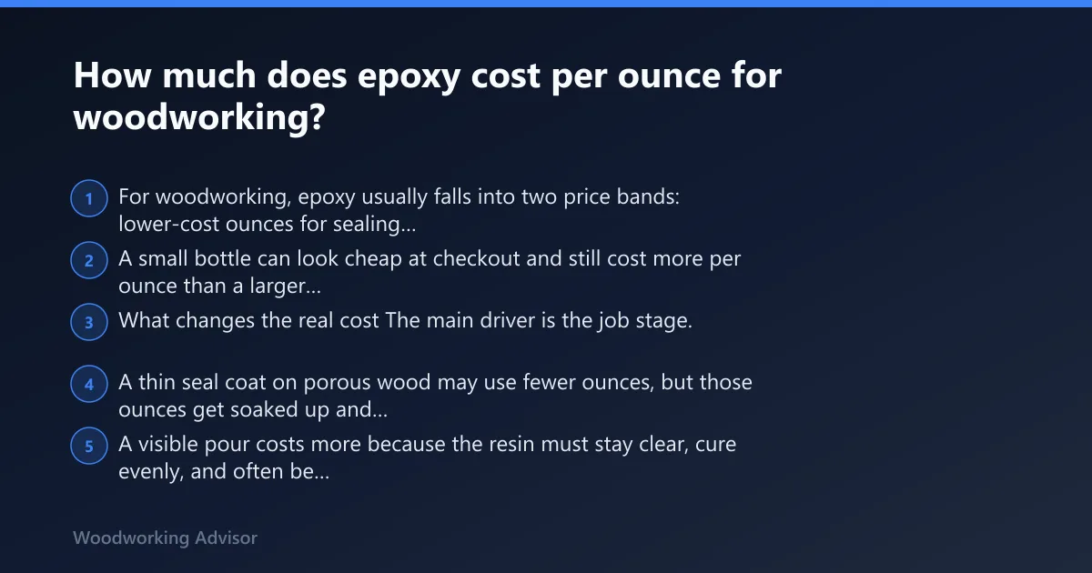 Steps: How much does epoxy cost per ounce for woodworking?