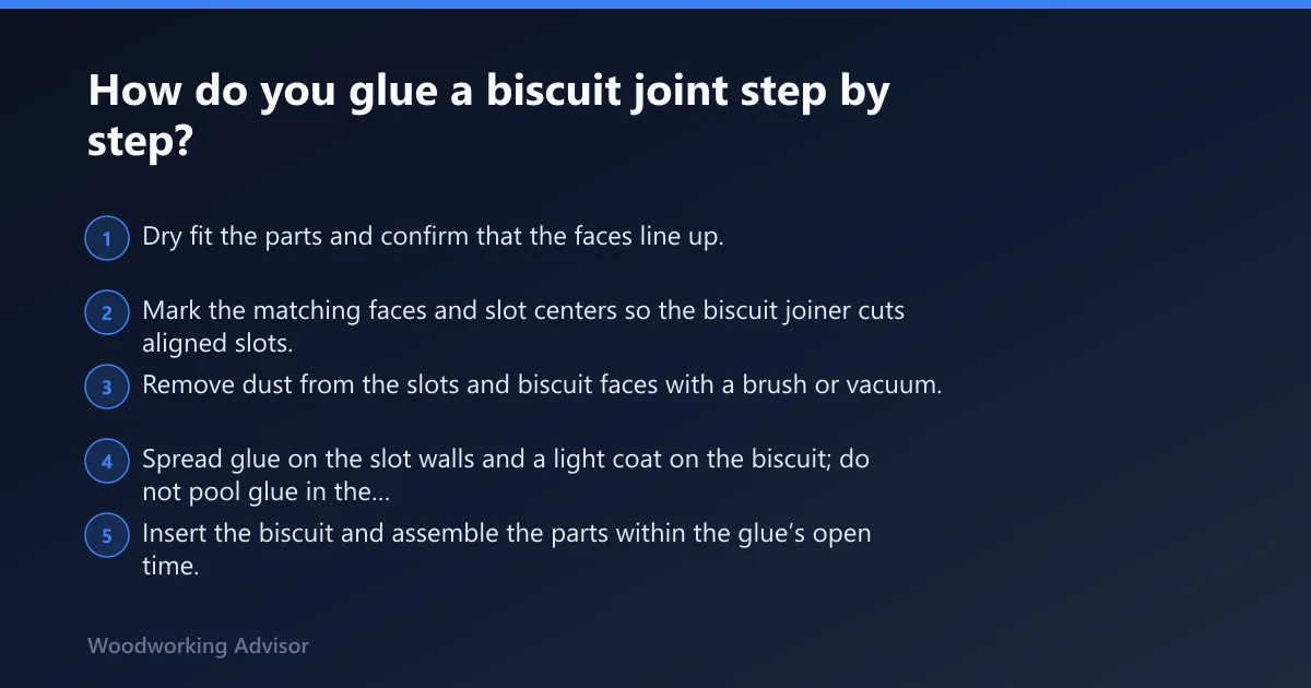 Steps: How do you glue a biscuit joint step by step?