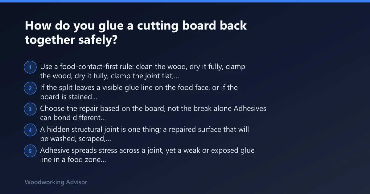 Steps: How do you glue a cutting board back together safely?