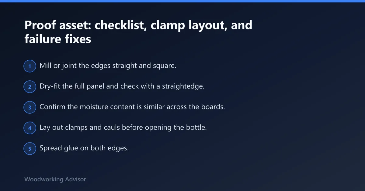 Steps: Proof asset: checklist, clamp layout, and failure fixes