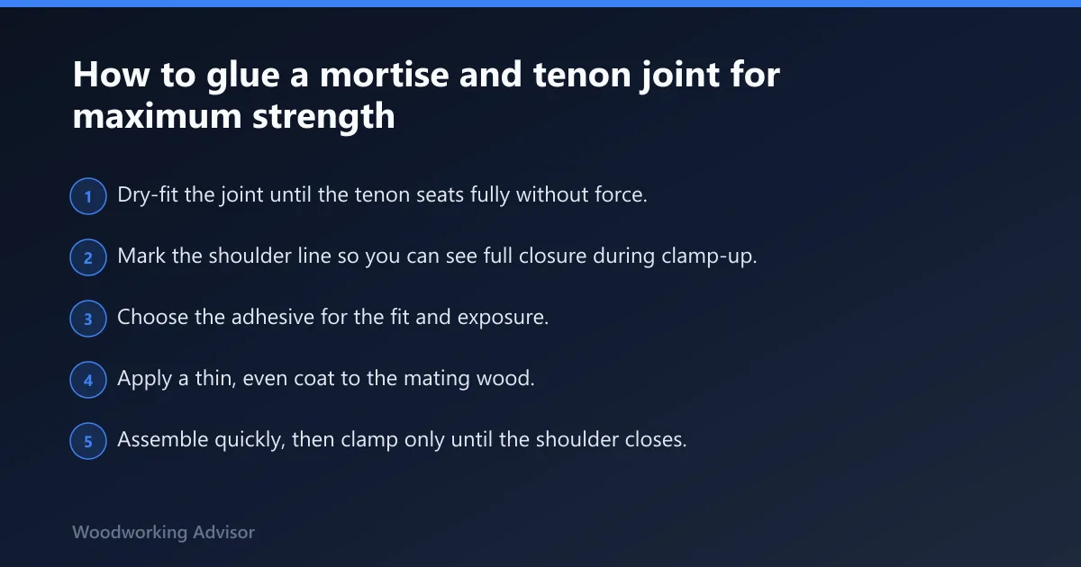 Steps: How to glue a mortise and tenon joint for maximum strength