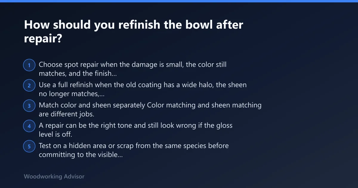 Steps: How should you refinish the bowl after repair?
