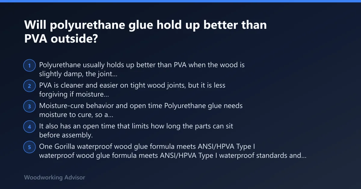 Steps: Will polyurethane glue hold up better than PVA outside?