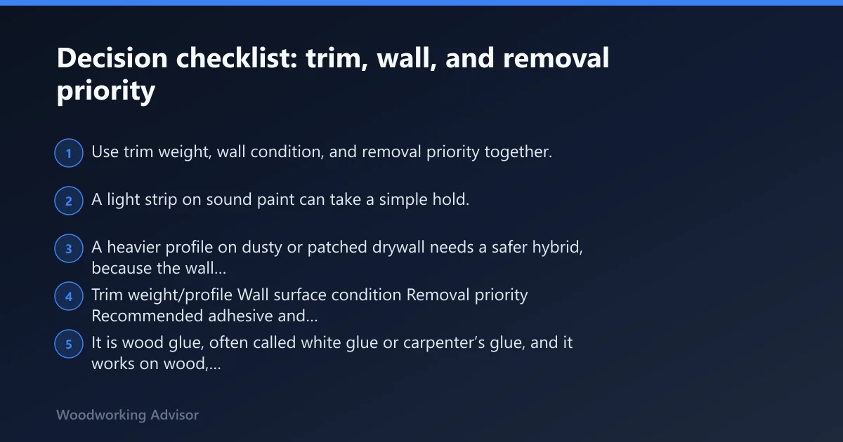 Steps: Decision checklist: trim, wall, and removal priority