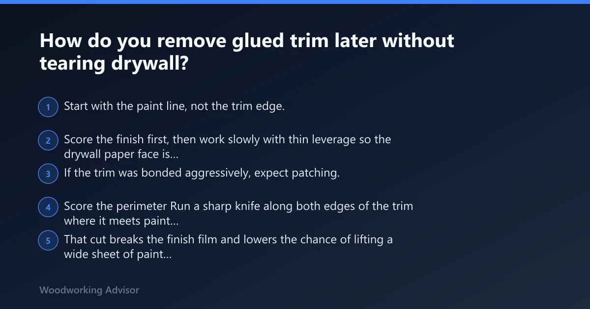 Steps: How do you remove glued trim later without tearing drywall?