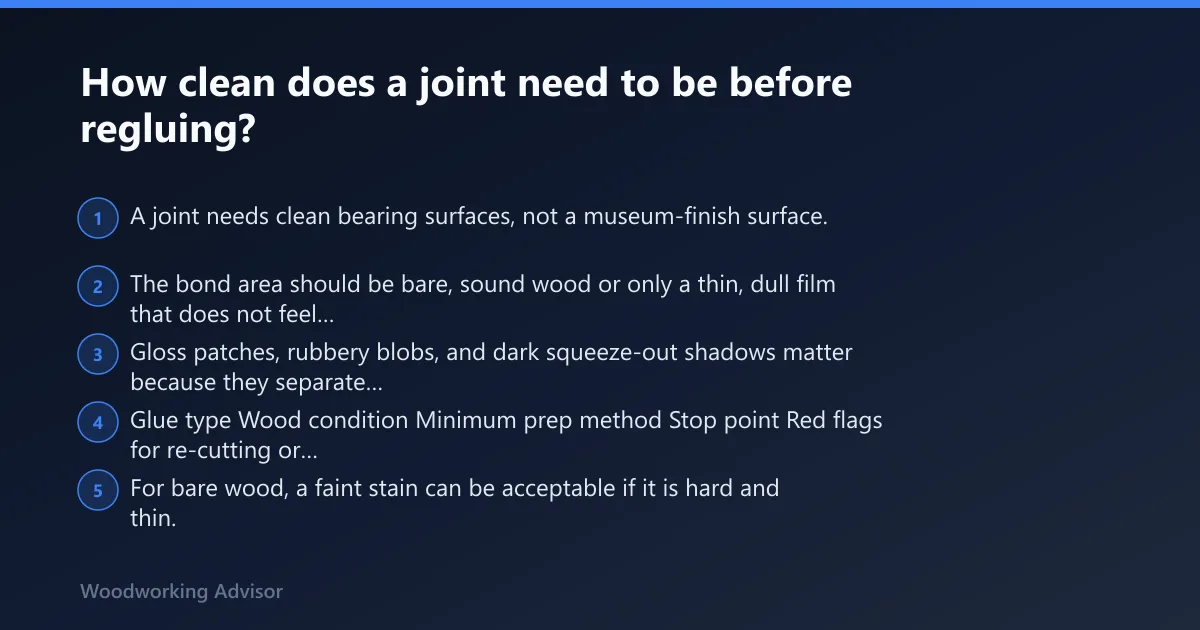 Steps: How clean does a joint need to be before regluing?