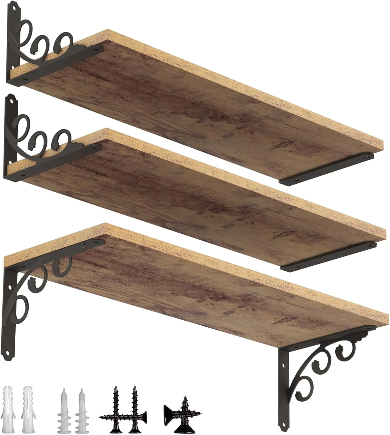 IARTOPS black iron L shelf brackets, 6 pack