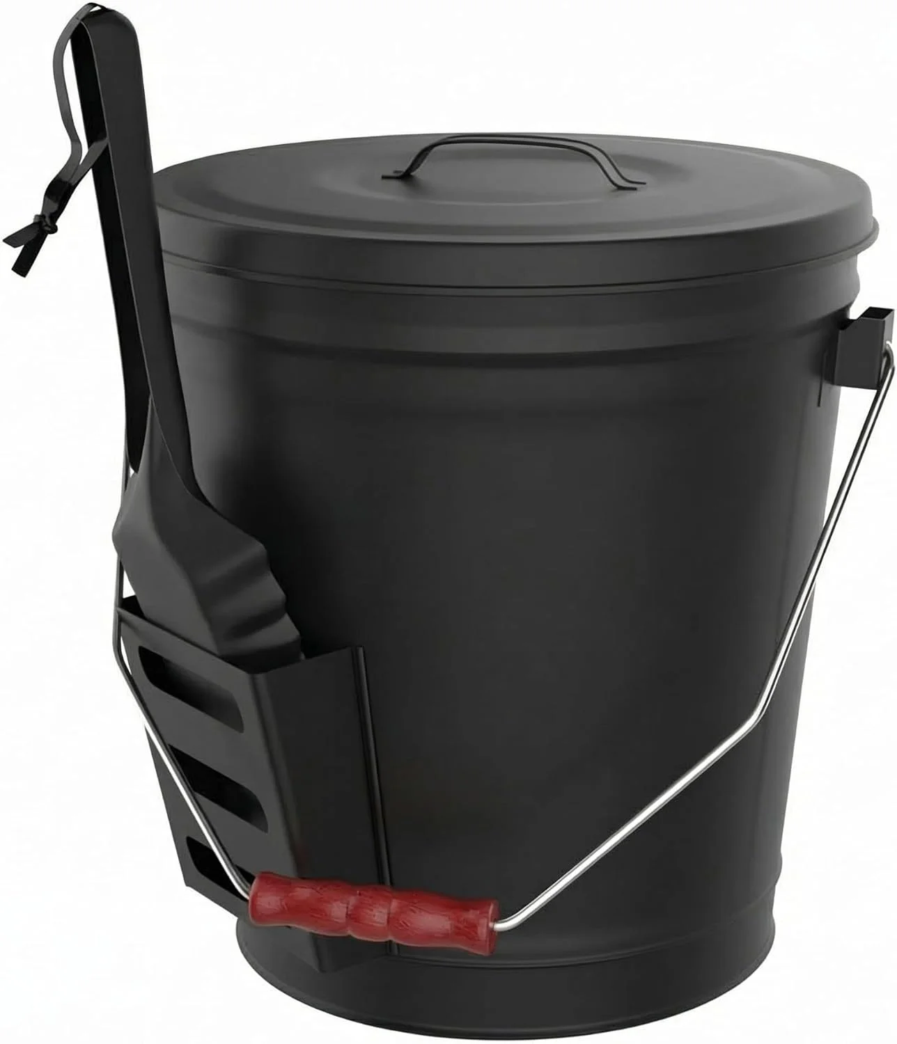 Pure Garden metal ash bucket with lid and shovel, 4.75 gallon