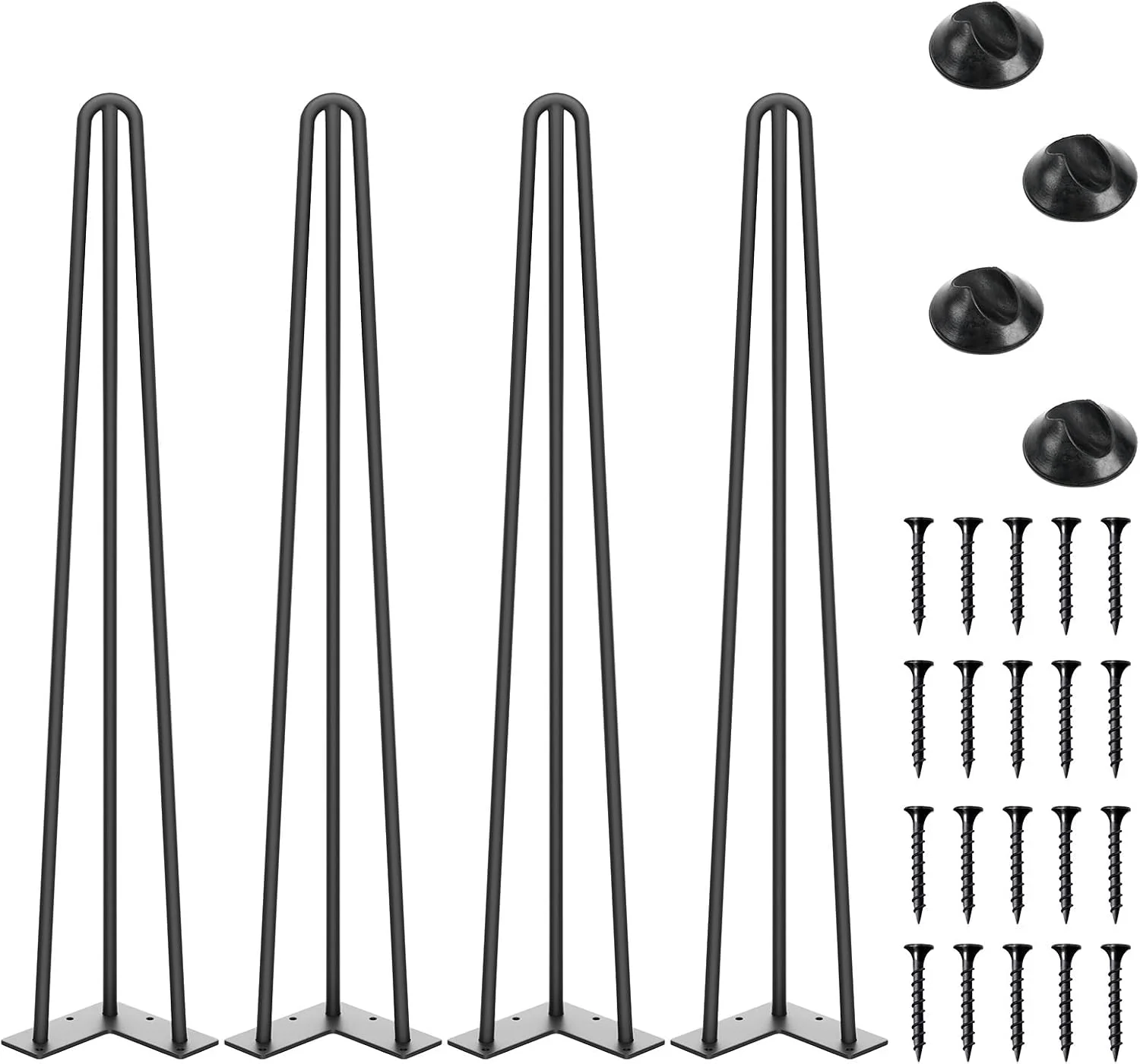 SMARTSTANDARD 28-inch black hairpin table legs, set of 4