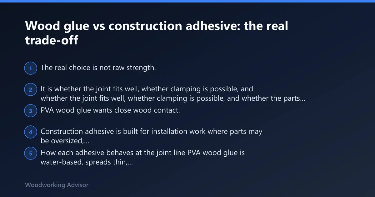 Steps: Wood glue vs construction adhesive: the real trade-off
