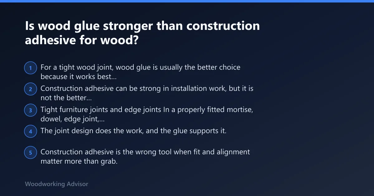 Steps: Is wood glue stronger than construction adhesive for wood?