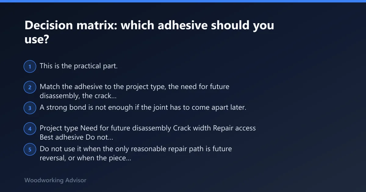 Steps: Decision matrix: which adhesive should you use?