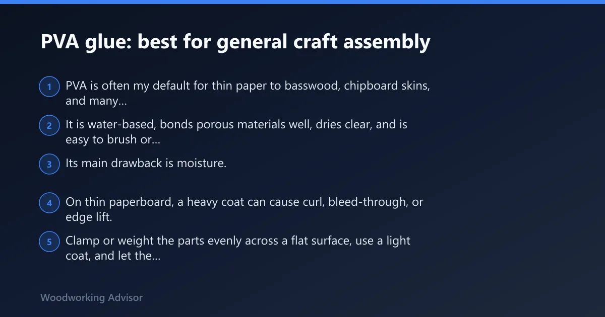 Steps: PVA glue: best for general craft assembly