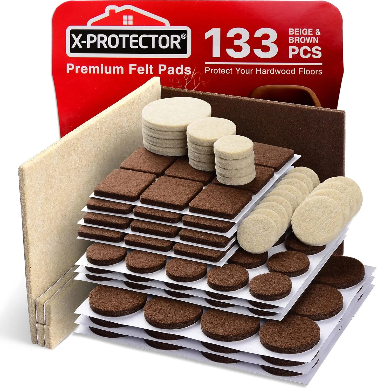 X-Protector felt furniture pads, 133-piece variety pack