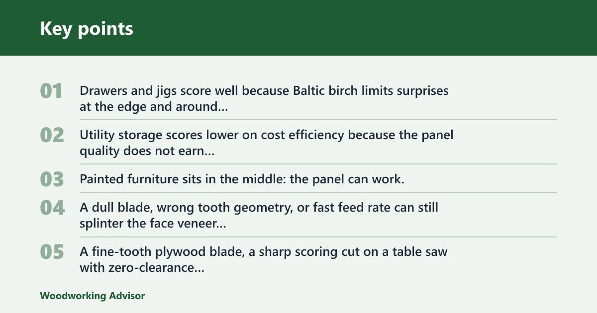 Key points: Baltic birch decision matrix