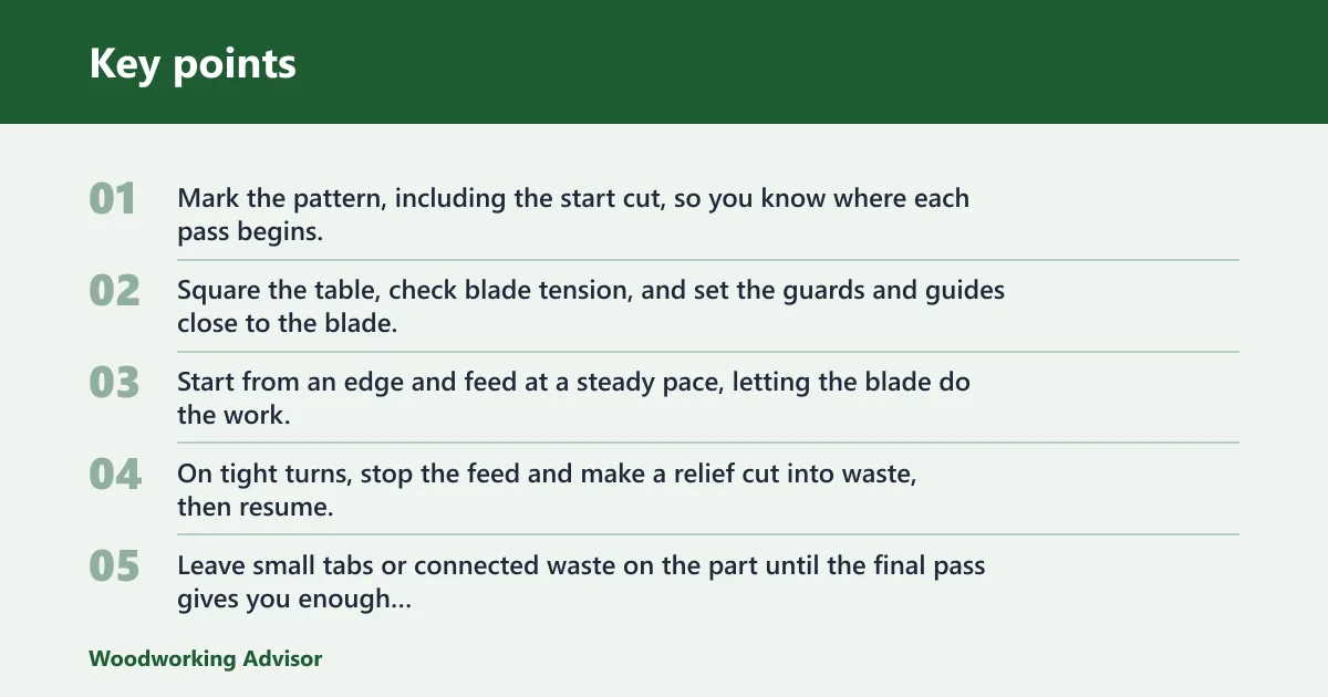 Key points: How do you cut small shapes safely on a band saw?