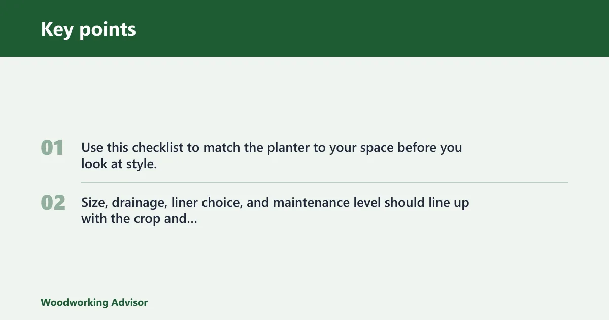 Key points: Cedar planter checklist