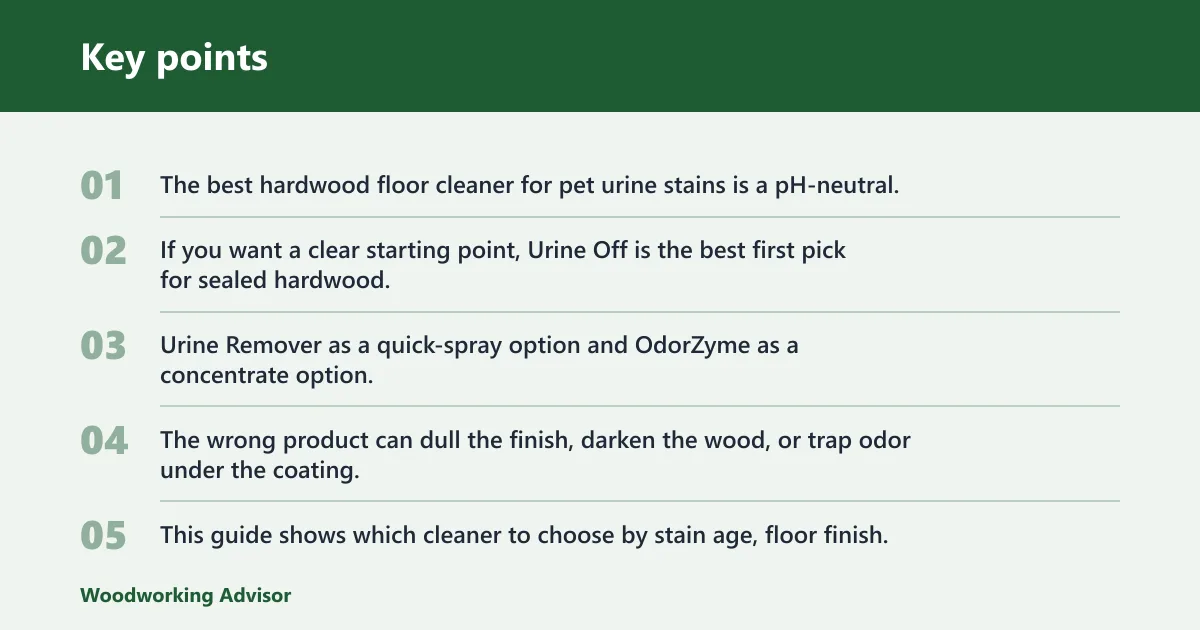 Key points: Best hardwood floor cleaner for pet urine