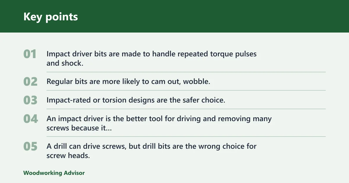 Key points: What are the best impact driver bits for screws?